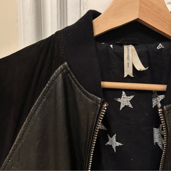 Léon & Harper black leather and suede jacket - Picture 2 of 4